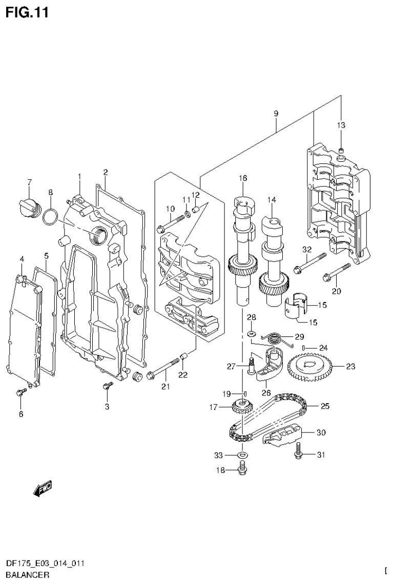 Suzuki DF175ZG BALANCER parts diagram